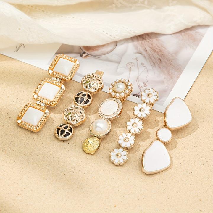 Activity Board 5pcs Elegante Haar Seite Clips Faux Perle Dekorative Haar Pony Clips Strass Pony Clips Trendy (5 Stk.)