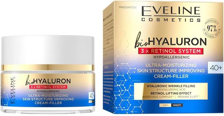 Actual product image Eveline Bio Hyaluron 3x Retinol System Moisturising Face Cream Filler 40+ 50ml (50 ml, Day cream)