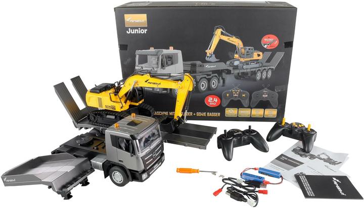 Actual product image Amewi 2-in-1 low loader/excavator set G836E/G041E 1:24 RTR