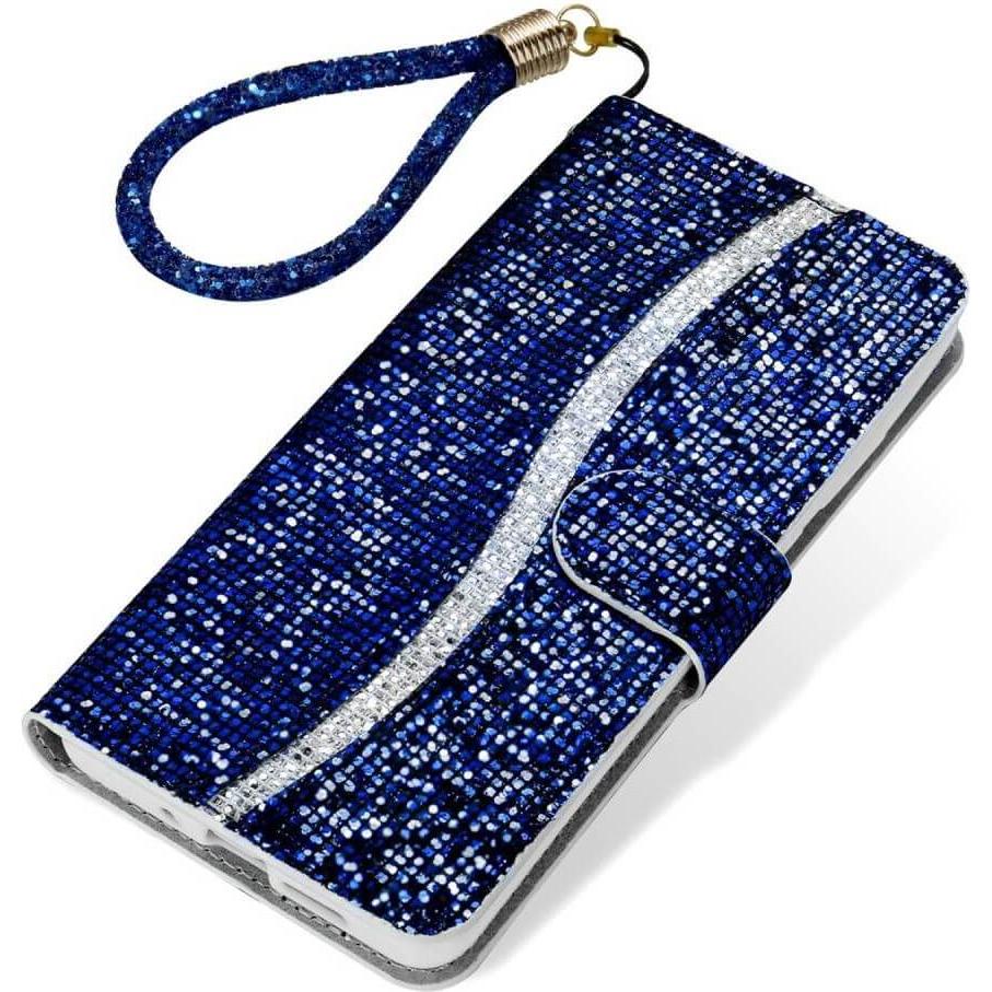 Thumbnail - Cover-Discount Galaxy A14 - Glitter Leder Etui blau (Samsung Galaxy A14), Smartphone Hülle, Blau
