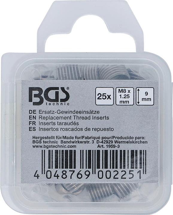 Image du produit BGS Inserts taraudés M8 x 1,25 mm 25 pièces