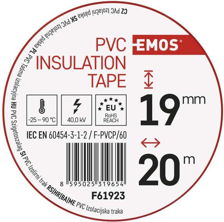 Actual product image Emos Insulating tape PVC 19mm/20m red, 10 pcs. (19 mm)