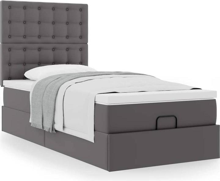 Image du produit VidaXL Lit Ottoman avec matelas Noir 100x200 cm Similicuir (100 x 200 cm)