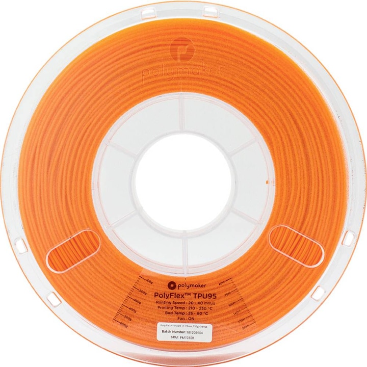 Actual product image Polymaker PD01006 PolyFlex TPU-95A Filament TPU flexible 1.75 mm 750 g Orange 1 (TPU, 1.75 mm, 750 g, Orange)