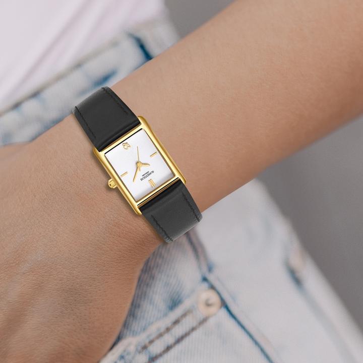 Actual product image Glanzstücke München Damen Quarzuhr gelbgold Echtleder schwarz - 38062 (22 mm)
