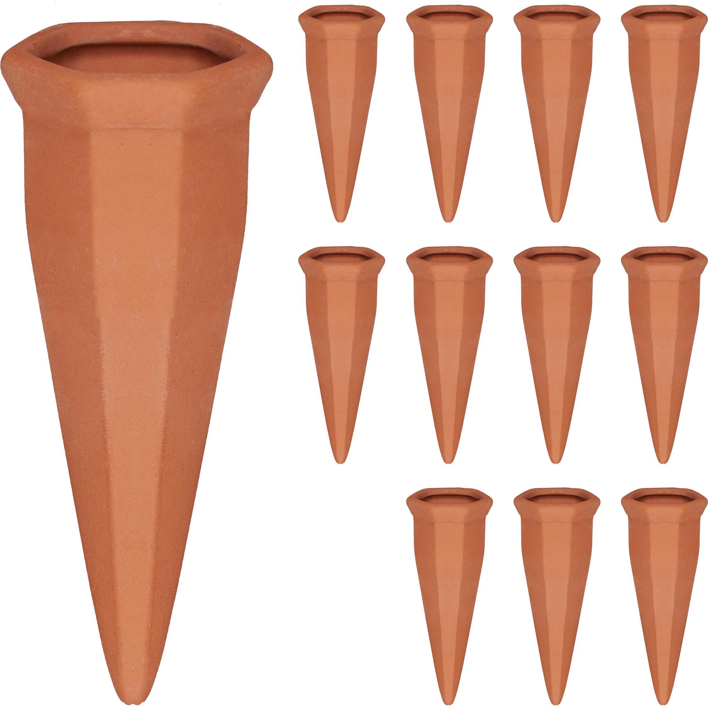 Relaxdays, Bewässerungskugeln + Tonkegel, 12x Tonkegel (Tonkegel Bewässerung)