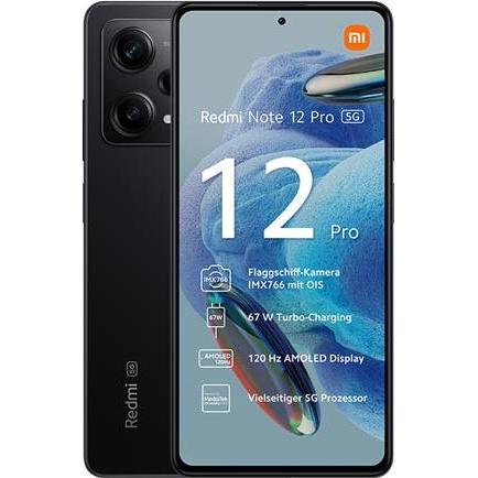 Xiaomi Redmi Note 12 Pro 5G (128 GB, Midnight Black, 6.67", Dual SIM, 50 Mpx, 5G), Smartphone, Schwa