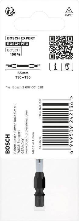 Produktbild Bosch Professional Zubehör PRO Impact Schrauberbit mit Doppelklingen und Pick and Click-Einsätzen, T30, 65 mm
