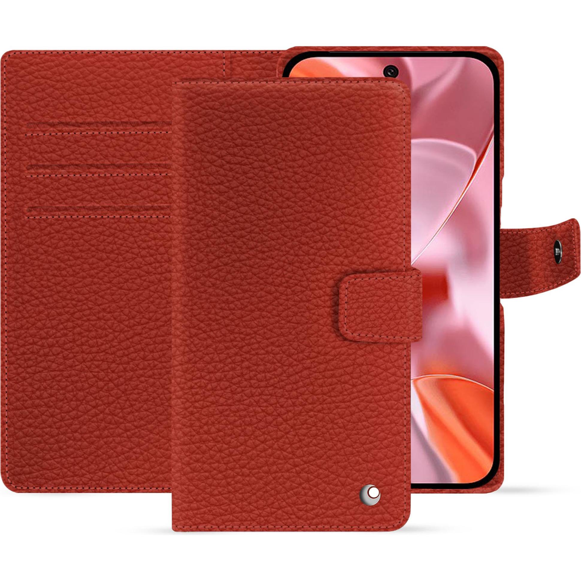 Noreve Lederschutzhülle Google Pixel 9 (Google Pixel 9), Smartphone Hülle, Orange