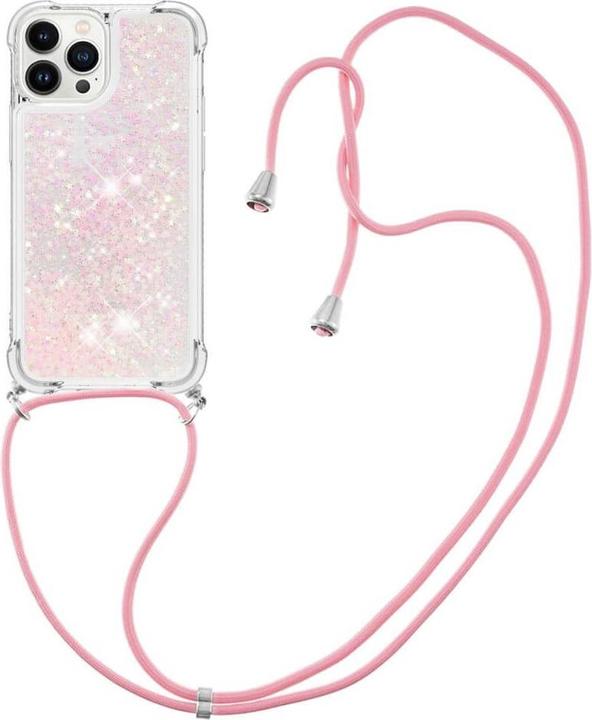 Actual product image Cover-Discount iPhone 15 Pro - Glitter Case with Lanyard pink (Apple iPhone 15 Pro)