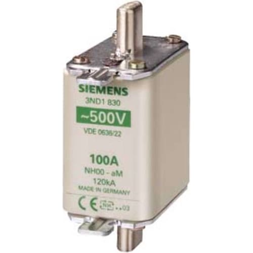 3x Siemens, Sicherung, NHSicherungseinsatz NH00 A aM Un AC Stirnkennmelder (Diazed-Sicherung, 125 A, Träge)