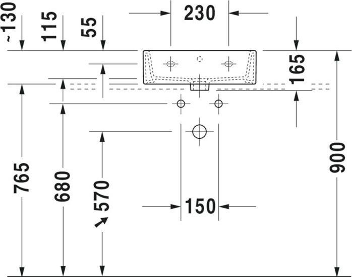Produktbild Duravit Handwaschbecken VERO AIR m ÜL HLB 450x350mm 1 Hahnloch weiss (350 mm, 450 mm)