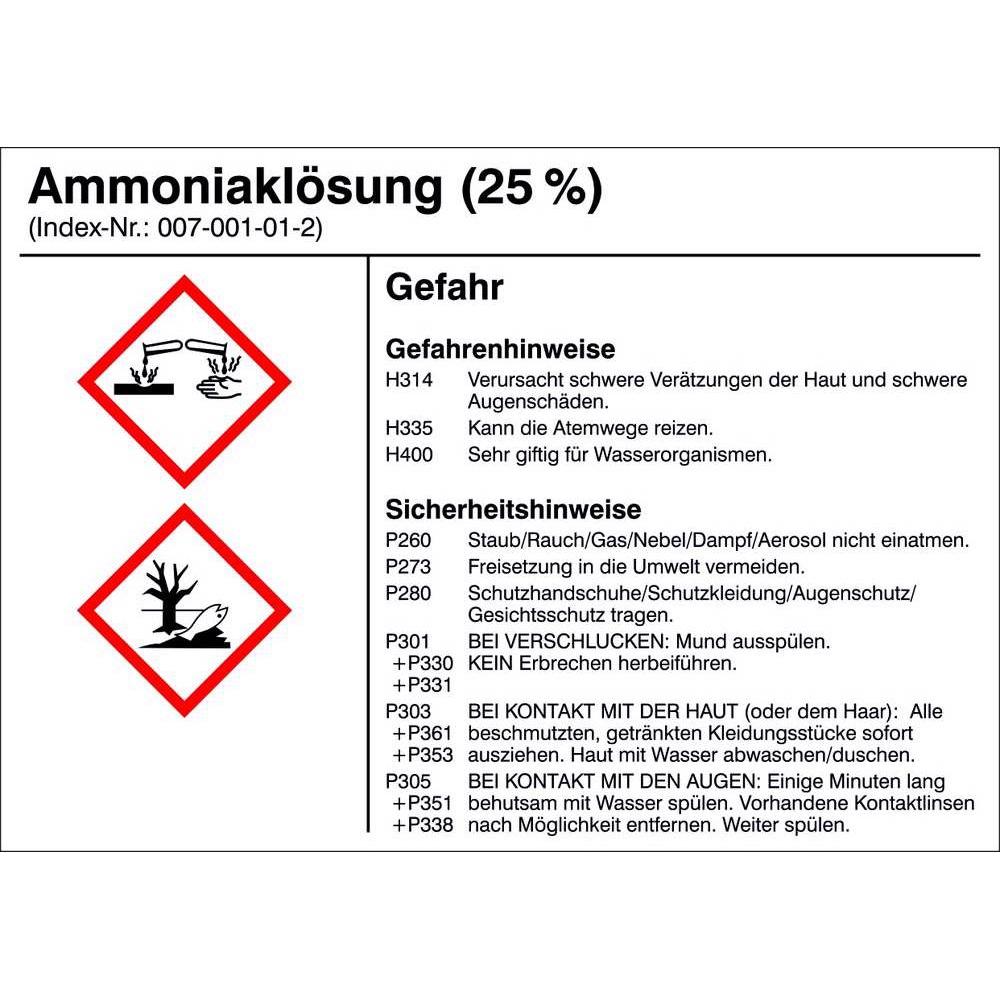 SafetyMarking Gefahrstoffetiketten G002 Ammoniaklösung 10. (21.B1200.02)