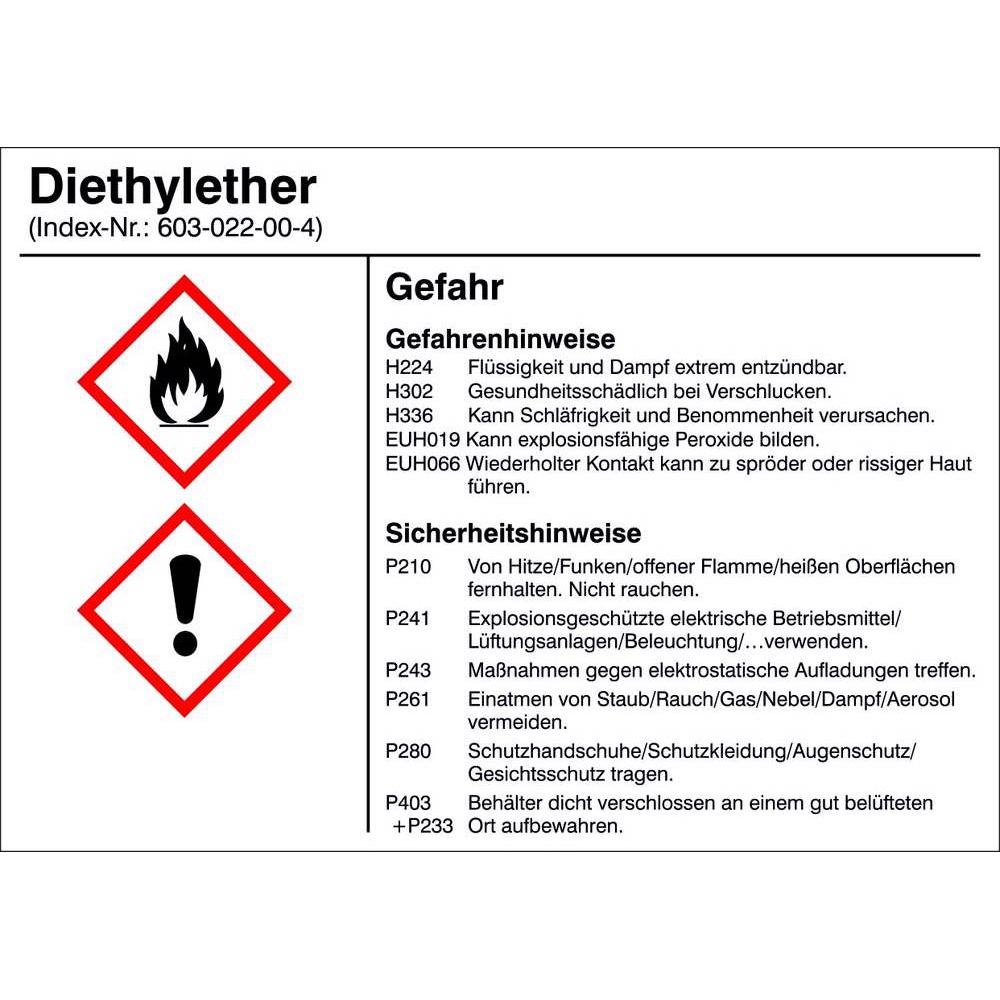 SafetyMarking Gefahrstoffetiketten G007 Diethylether 10. (21.B1200.07)