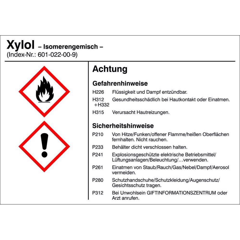 SafetyMarking Gefahrstoffetiketten G022 Xylol Isomerengemisch 10. (21.B1200.22)