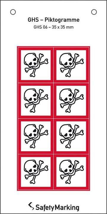 Actual product image SafetyMarking GHS hazard pictogram symbol 06 skull and crossbones 3.