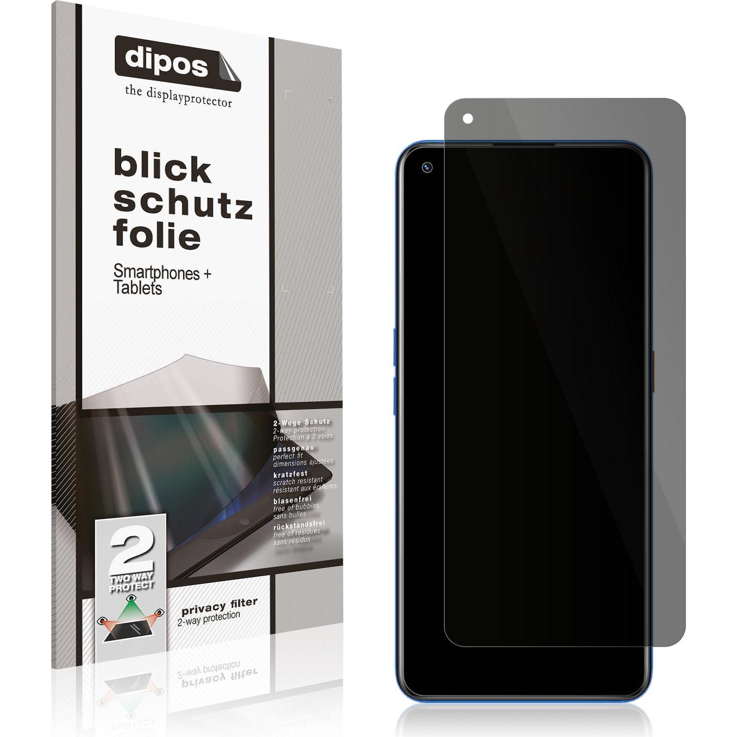 Dipos Blickschutzfolie 2-Way Anti-Shock (2 Stück, Realme GT Neo 3T), Smartphone Schutzfolie, Transparent