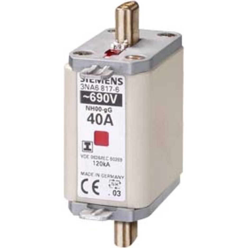 3x Siemens, Sicherung, NHSicherungseinsatz NH00 A gG Un AC Un DC (Diazed-Sicherung, 100 A)