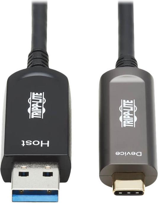 Produktbild Eaton TRIPPLITE USB-A to USB-C AOC Cable M/M - USB 3.2 Gen 2 Fiber Active Optical - Data Only Black (10 m, USB 3.2 Gen 2)