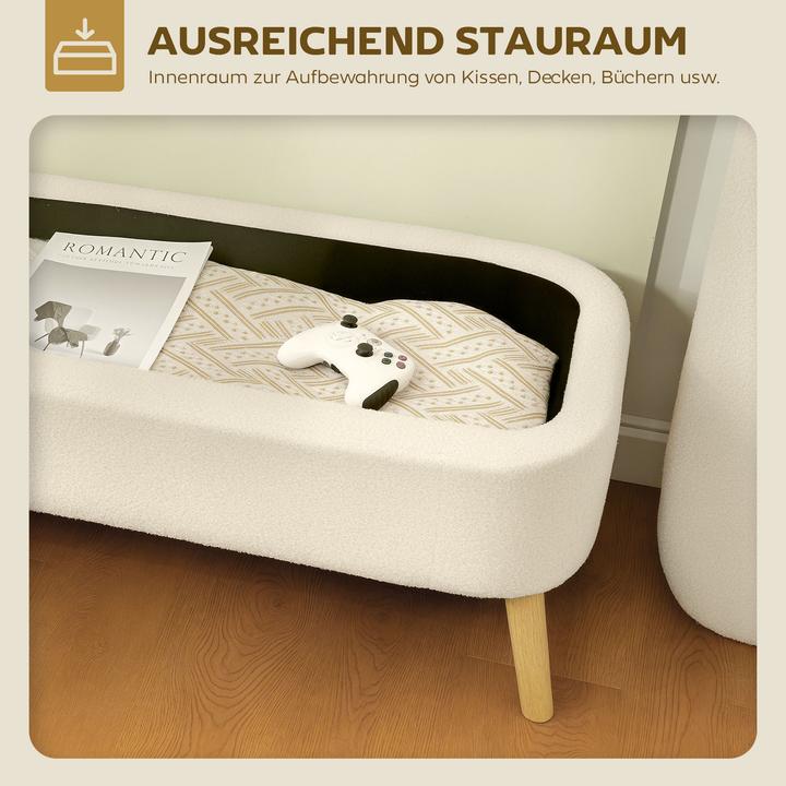 Image du produit Homcom Sitzbank Polyester, Kautschukholz Beige (42 cm)