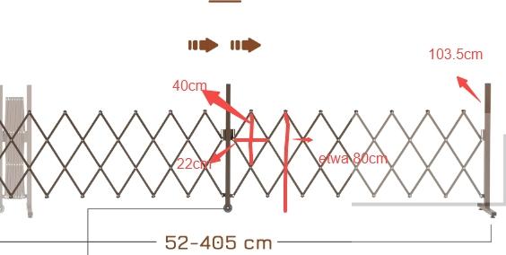 Image du produit Swisshandel24 Barrière extensible 52-405cm alu marron H103,5cm