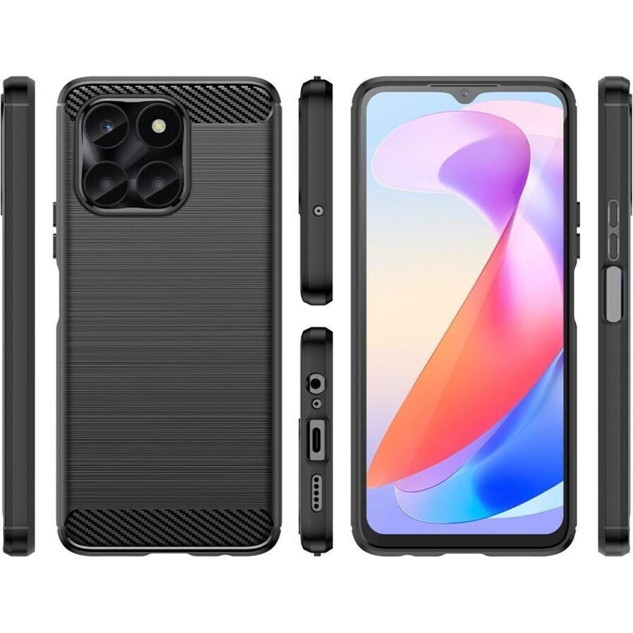 Thumbnail - Screenguard Honor X6a Hülle Carbon Brushed Soft TPU (Honor X6a), Smartphone Hülle, Schwarz