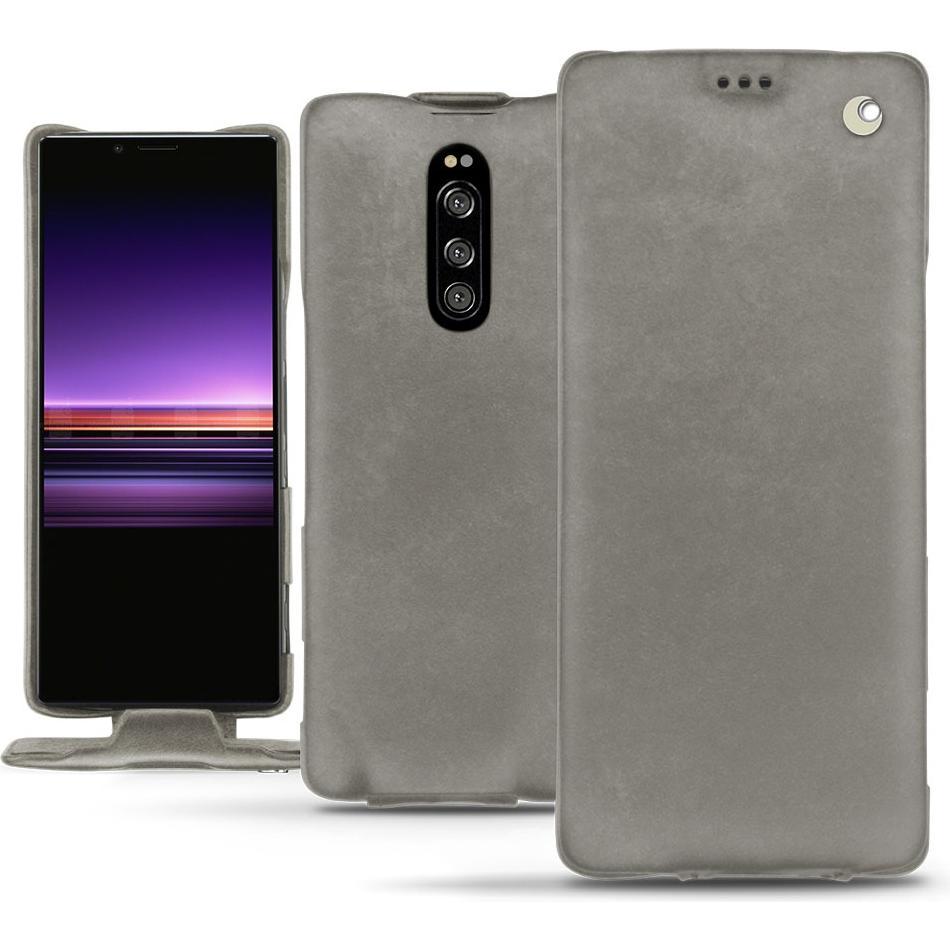 Noreve Lederschutzhülle vertikal (Sony Xperia 1), Smartphone Hülle, Grau