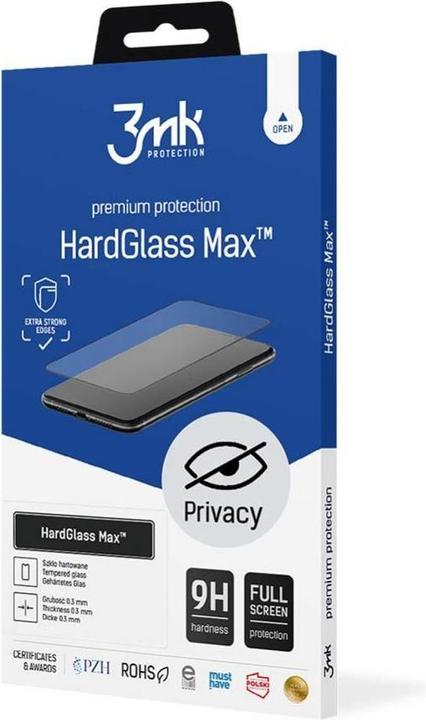 Actual product image 3MK HardGlass Max Privacy for iPhone 13 Mini black frame (1 Piece, Apple iPhone 13 mini)