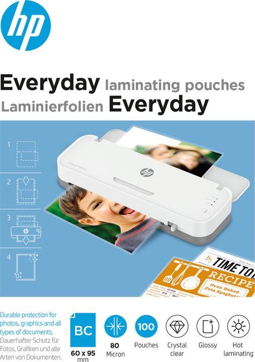 Actual product image HP Laminating Film Everyday Business Cards 80 µm, Glossy (60 x 95 mm, 100 Piece, 80 µm)
