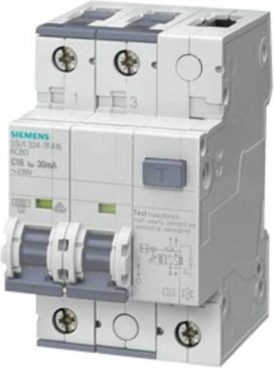 Image du produit Siemens Disjoncteur à courant résiduel kA 2P Type A 30 mA BChar A Un AC