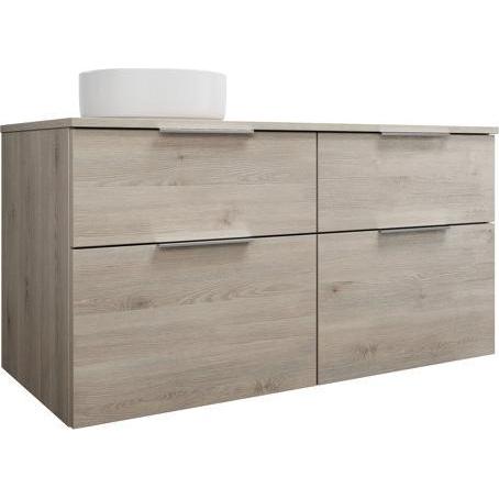 burgbad, Badmöbelset, Eqio Keramik-Aufsatzwaschtisch links, rund, inklusive Waschtischunterschrank, Breite 1200m