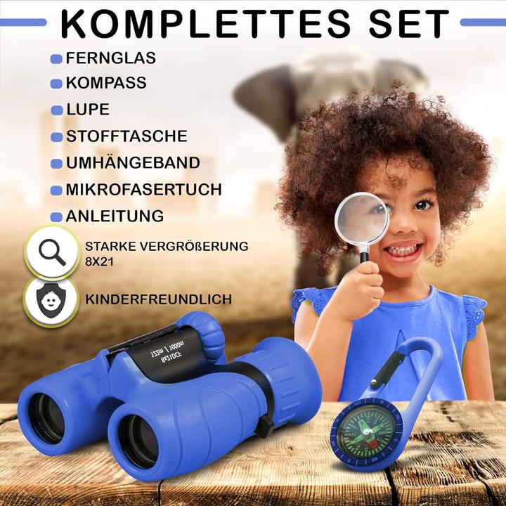 Produktbild Promora Fernglas-Set für Kinder mit Lupe & Kompass (8 x, 21 mm)