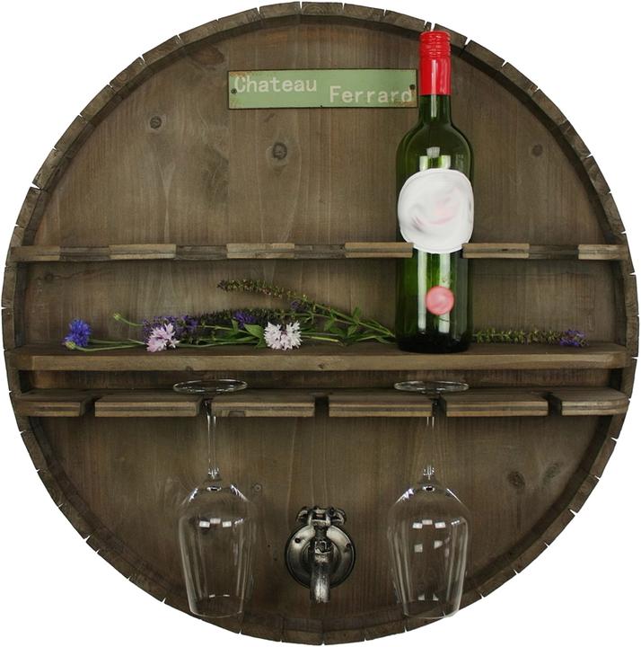 Image du produit HTI-Line Bar mural tonneau de vin (ø 65 cm, 5 bouteilles)