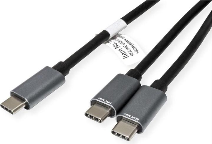 Produktbild Roline USB Typ C Split-Ladekabel, C - 2x C, ST/ST, max. 100W (1.85 m, USB 2.0)