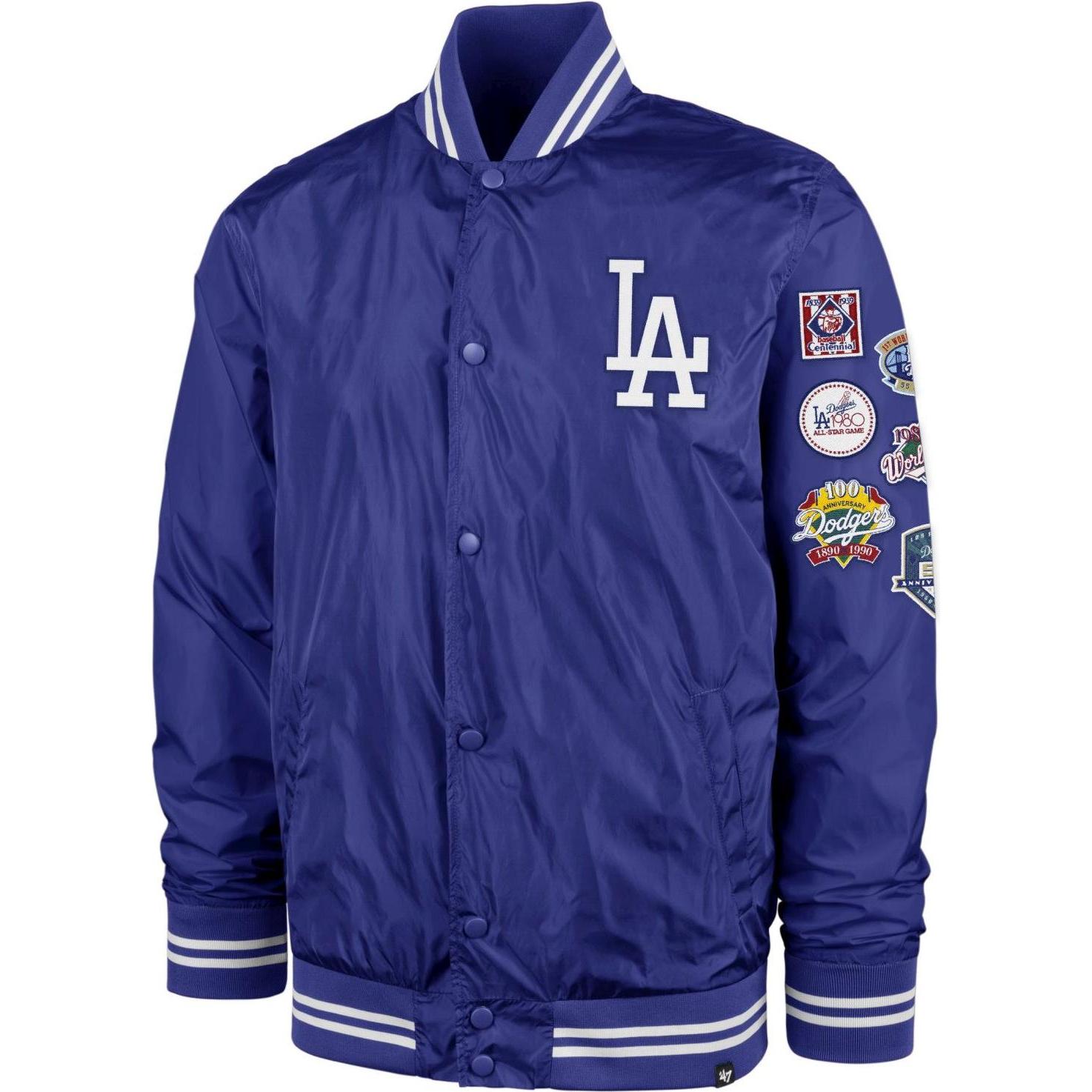 47 Brand, Herren, Jacke, Oversized Bomber Jacke - Los Angeles Dodgers - L (L), Blau, L