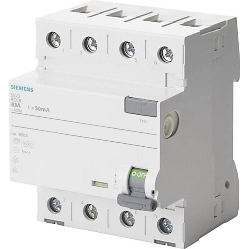 Siemens, Schutzschalter, FI Typ 25A Npol. 00mA 400V 4TE