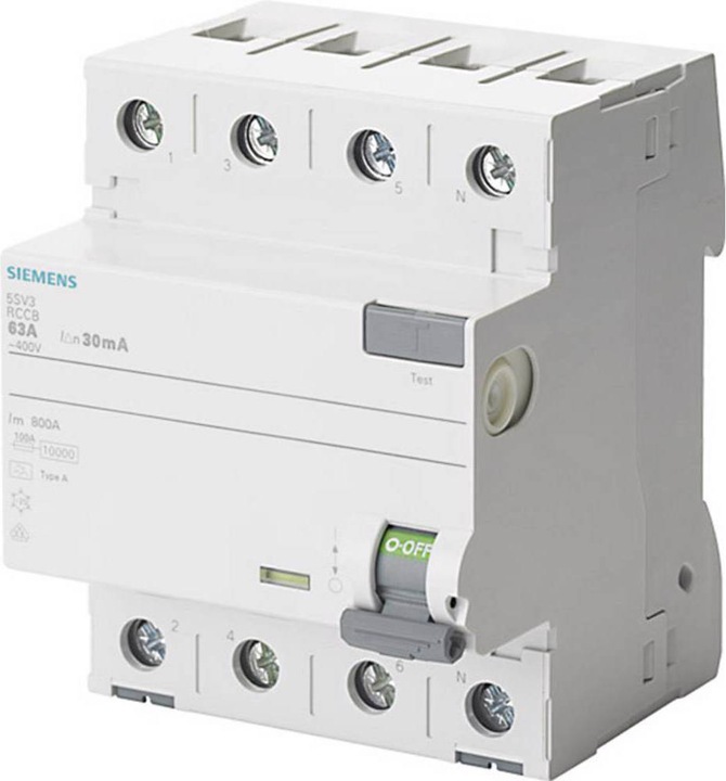Siemens RCD type 63A Npol. 00mA 400V 4TE