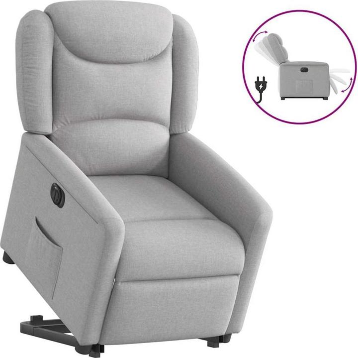 Actual product image VidaXL Massage chair with stand-up aid electric cloud grey fabric