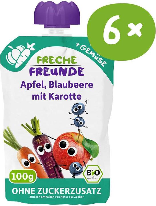 Actual product image Freche Freunde Squeeze pouches apple, cherry, sweet potato 6x 100 g (600 g)