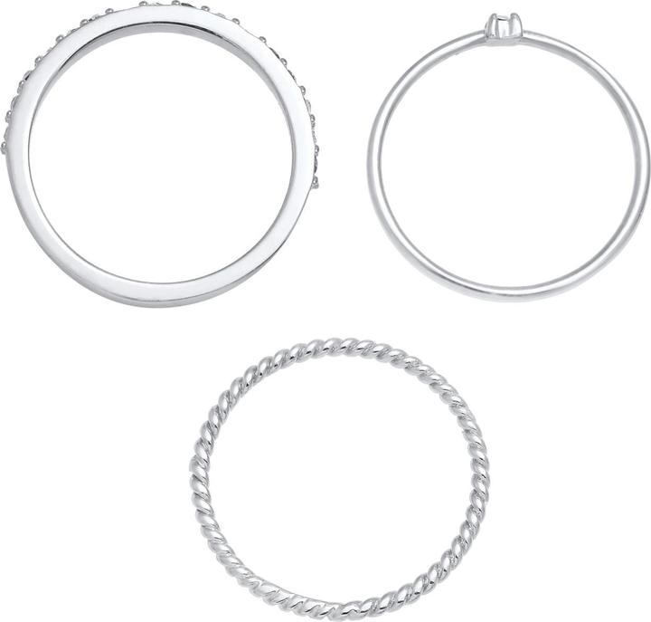 Actual product image Elli Ring Multi-Colour Enamel Crystal Set of 3 925 Silver (62, 925 Silver)