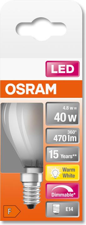 Actual product image Osram Led Retrofit Classic P (E14, 4.80 W, 470 lm, 1 x, F)