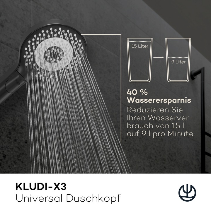 Immagine prodotto Kludi X3 Soffione doccia (3 Tipi di raggi, 15 l/min)
