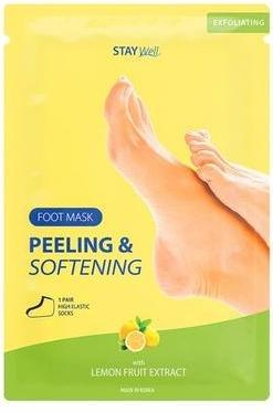 Immagine prodotto Stay Well Maschera esfoliante e ammorbidente per i piedi Maschera per i piedi a forma di calzino Limone 1 Paio (Maschera del piede)