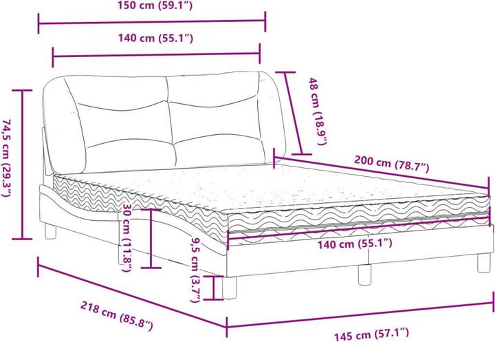 Image du produit vidaXL Bettgestell (140 x 200 cm)