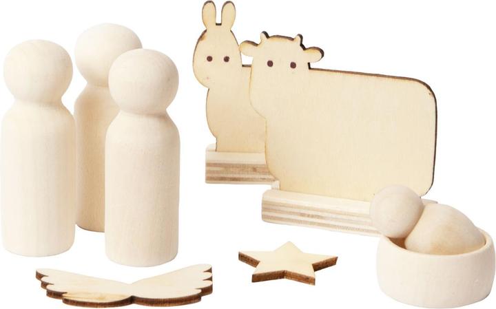 Produktbild Natura Punto Weihnachtskrippe aus naturbelassenem Holz, 6 Figuren