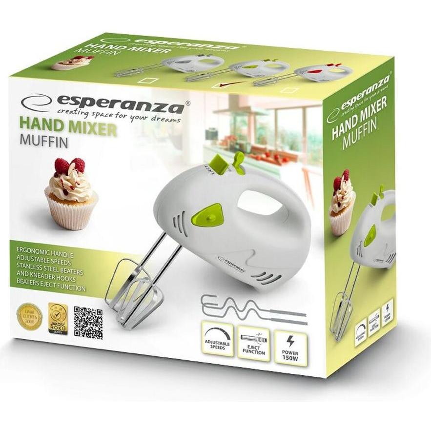Thumbnail - Esperanza EKM007G Mixer Handmixer, Handmixer, Weiss, Grün