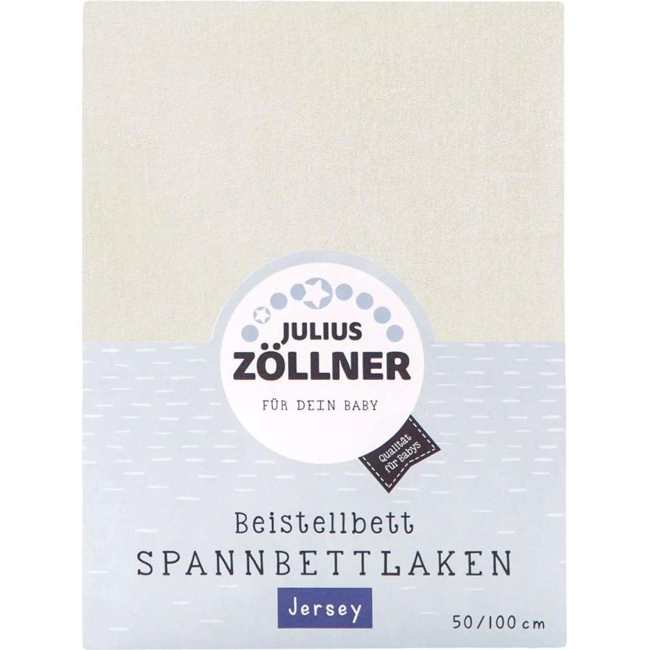 Julius Zöllner, Fixleintuch Babybett, Jersey Spannbettlaken für das Beistellbettchen 50x100cm, Ecru (50 x 100 cm)