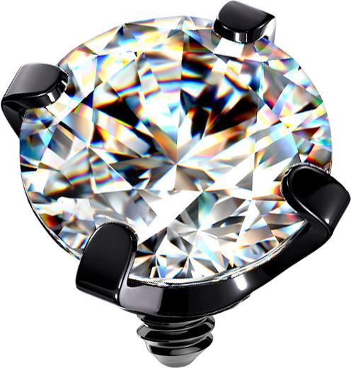 Produktbild Star Piercing Dermal Anchor schwarz Kristall silber gefasst (ohne Messing, Chirurgenstahl 316L)