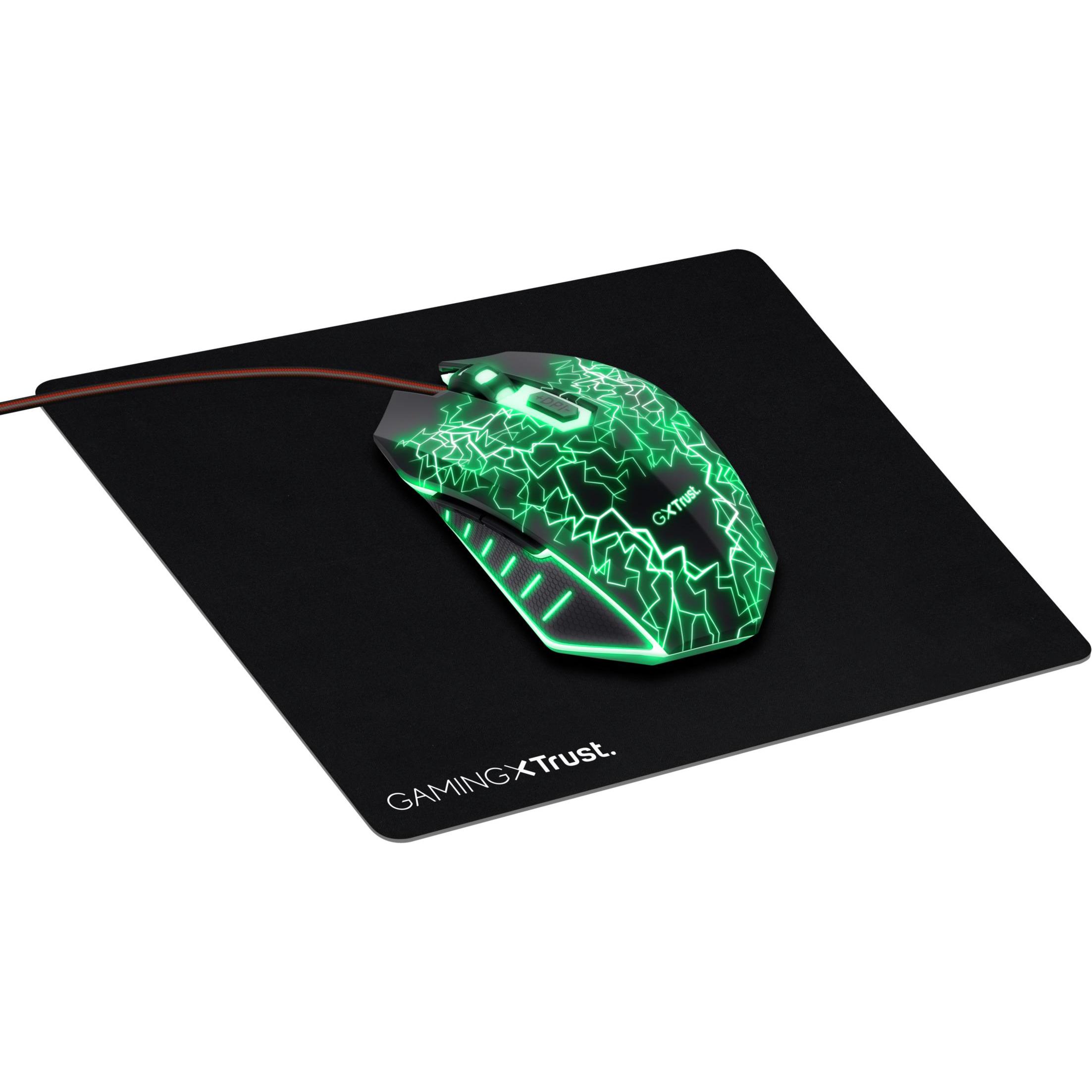 Trust GXT783X IZZA MOUSE & PAD (Kabelgebunden), Maus, Schwarz