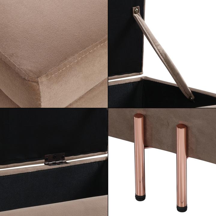 Produktbild En.Casa Sitztruhe Dals Samt 100x40x42 cm Braun (100 cm)